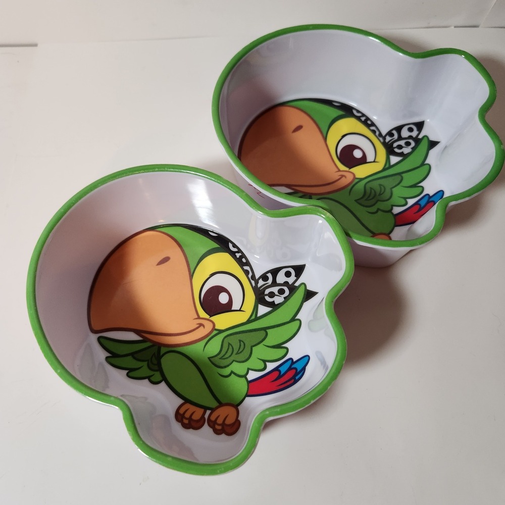 Disney Store Jake and the Never Land Pirates Skully Parrot Melamine Bowls Set 2